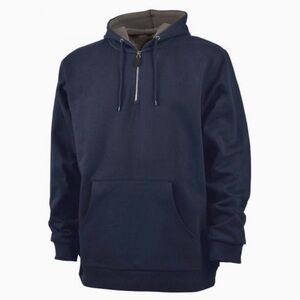 Charles River Tradesman HEAVYWEIGHT Thermal Lined 1/4 Zip Hooded Sweatshirt Navy